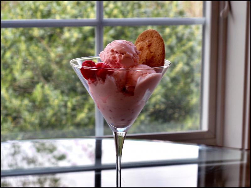 Use a pint of frozen raspberries to transform basic vanilla ice cream into a delicate pink treat. JACK CLEMONS PHOTO